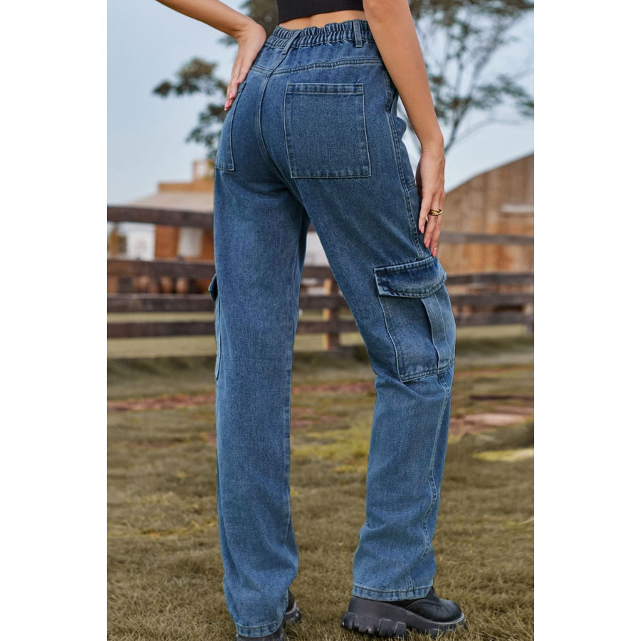 Loose Fit Long Jeans with Pockets