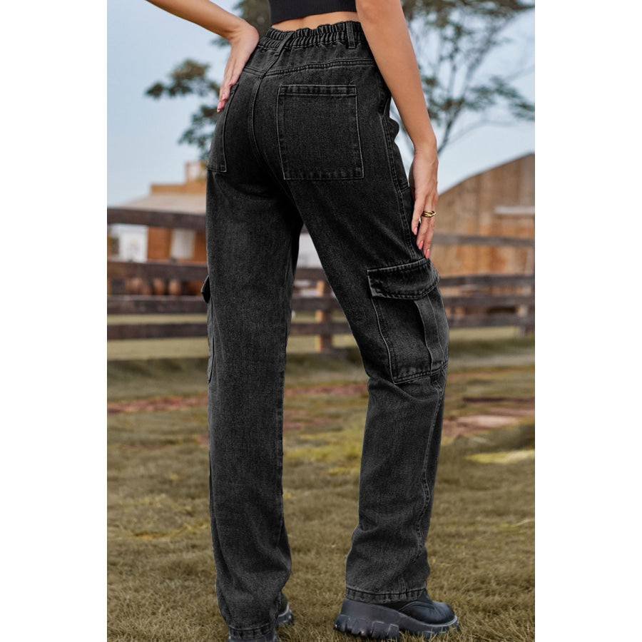 Loose Fit Long Jeans with Pockets