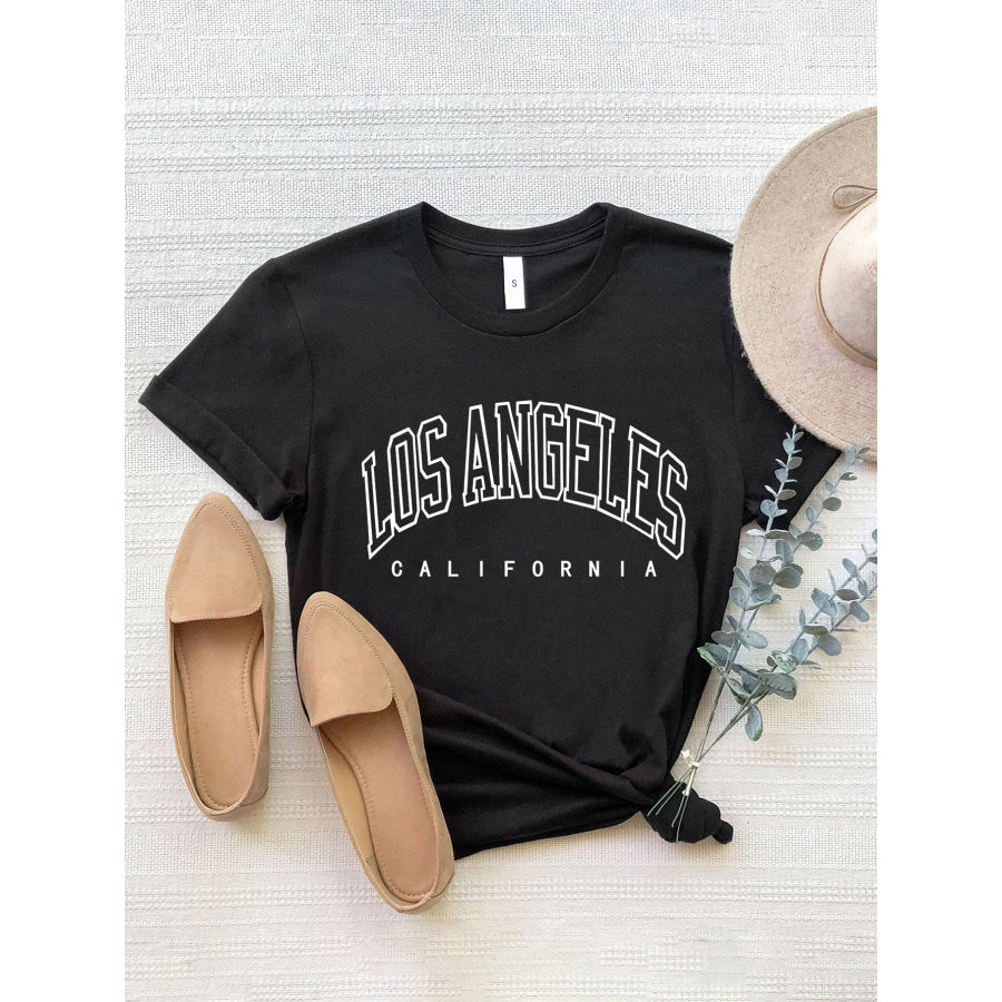 LOS ANGELES CALIFORNIA Round Neck T - Shirt Black / S Apparel and Accessories
