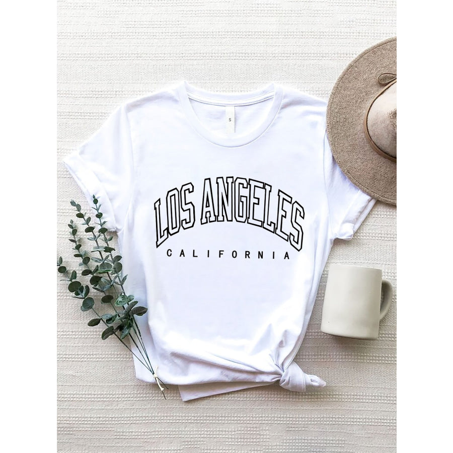 LOS ANGELES CALIFORNIA Round Neck T - Shirt White / S Apparel and Accessories