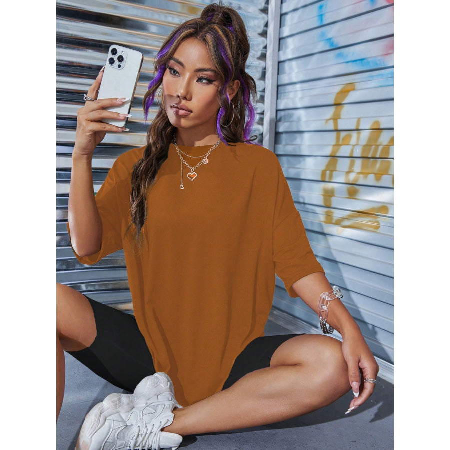 LOS ANGELES Round Neck Dropped Shoulder T-Shirt Apparel and Accessories