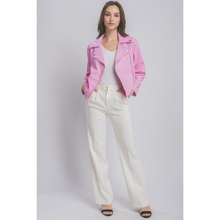 Love Tree Collared Neck Zip Up Jacket Apparel and Accessories