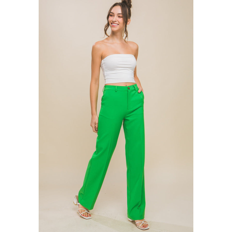 Love Tree High Waist Straight Pants APPLE / S Apparel and Accessories