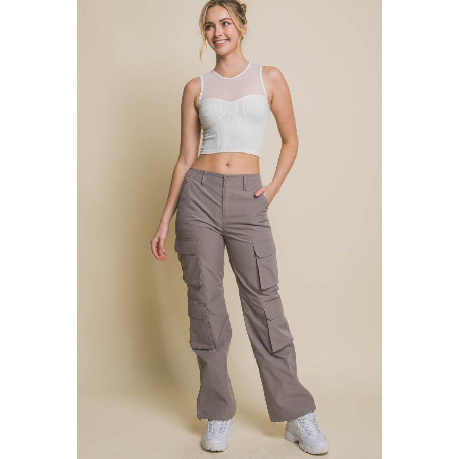 Love Tree Round Neck Ribbed Cropped Mesh Tank Apparel and Accessories