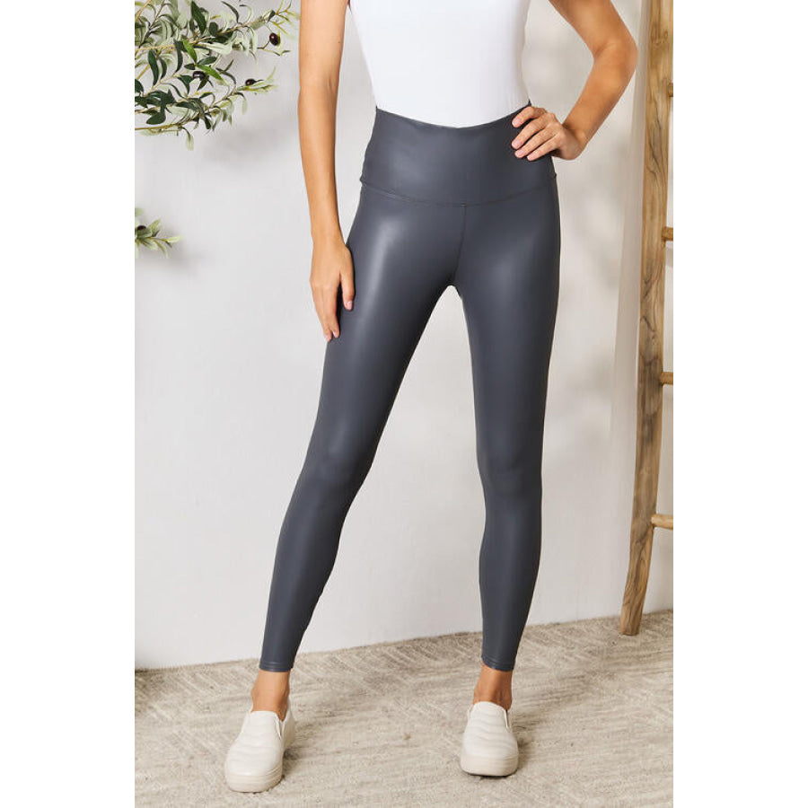 LOVEIT Full Size Wide Waistband High Waist Leggings Charcoal / S Clothing
