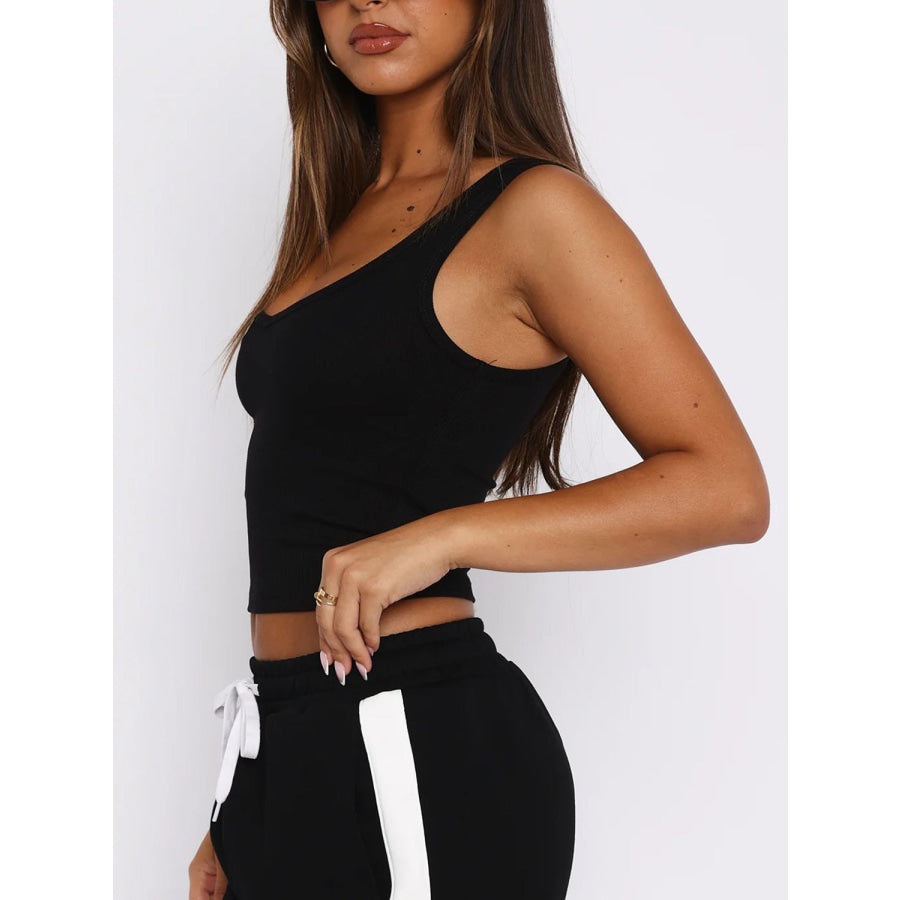 Lovelet Scoop Neck Wide Strap Tank Black / S Apparel and Accessories