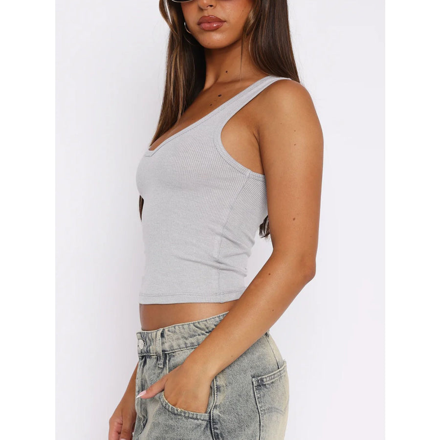 Lovelet Scoop Neck Wide Strap Tank Light Gray / S Apparel and Accessories
