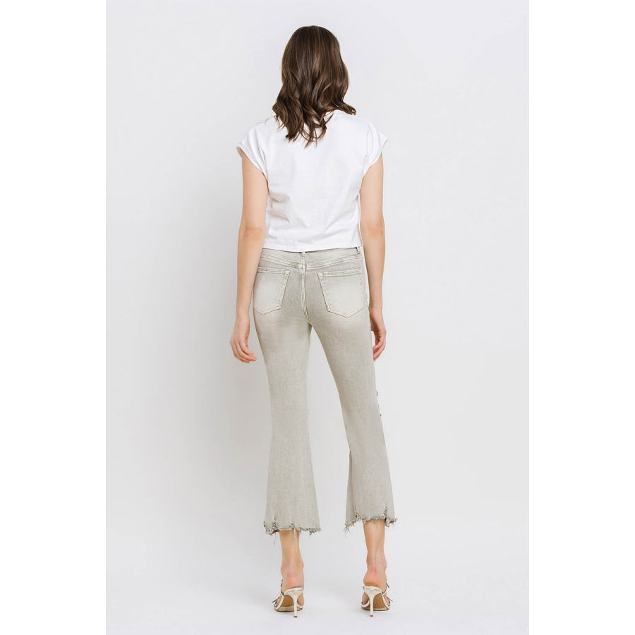Lovervet Distressed Raw Hem Cropped Flare Jeans Apparel and Accessories