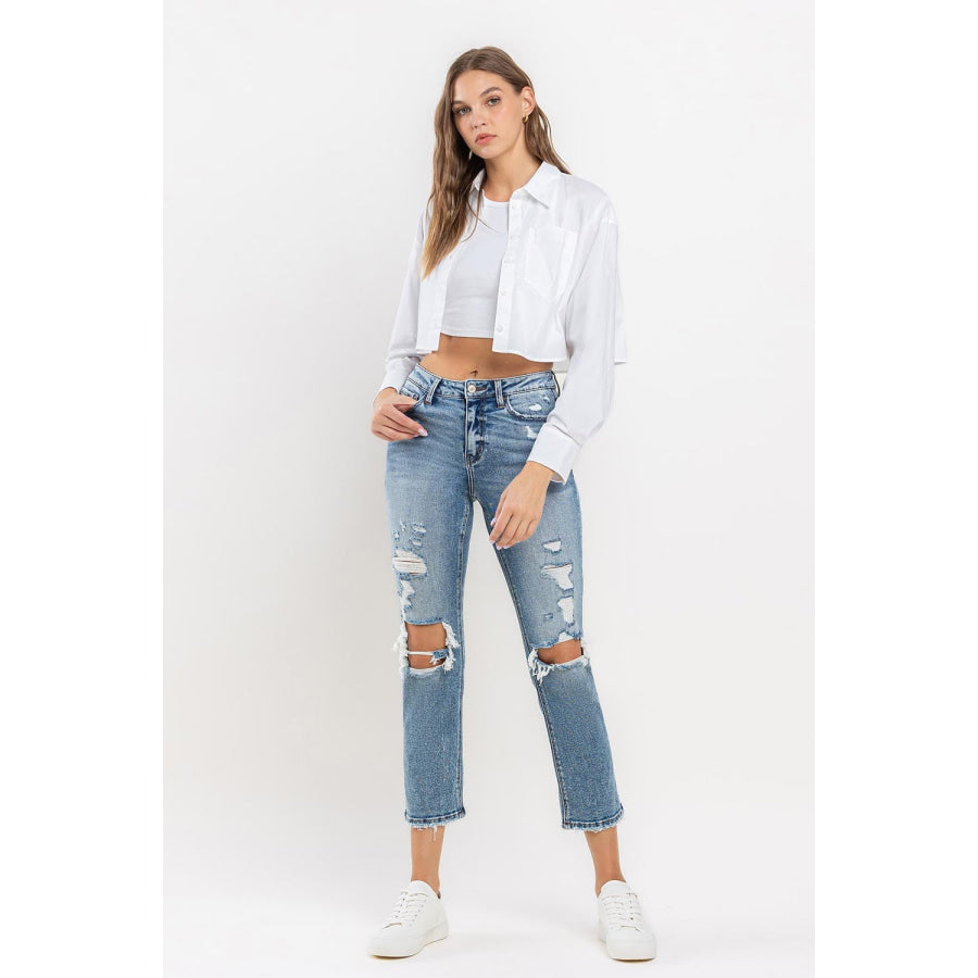 Lovervet Full Size High Rise Slim Straight Jeans Apparel and Accessories