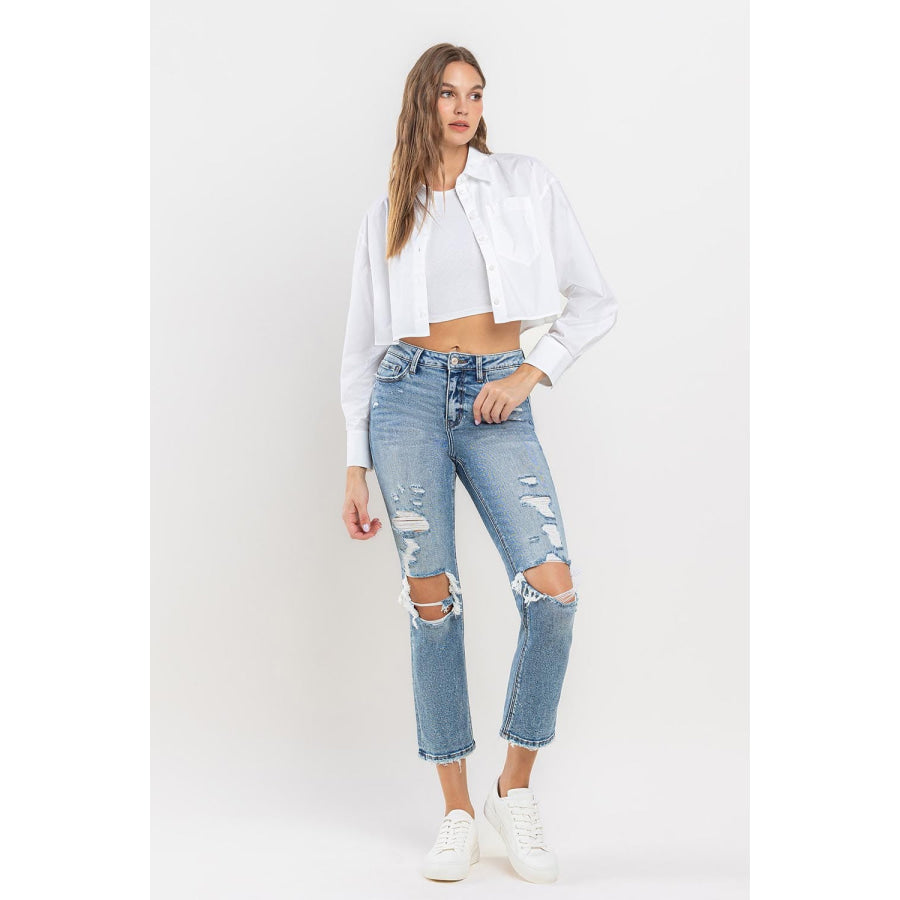 Lovervet Full Size High Rise Slim Straight Jeans Apparel and Accessories