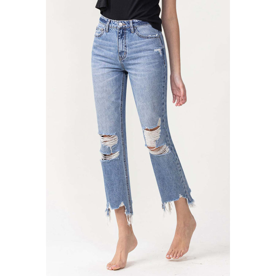Lovervet High Rise Distressed Straight Jeans Apparel and Accessories
