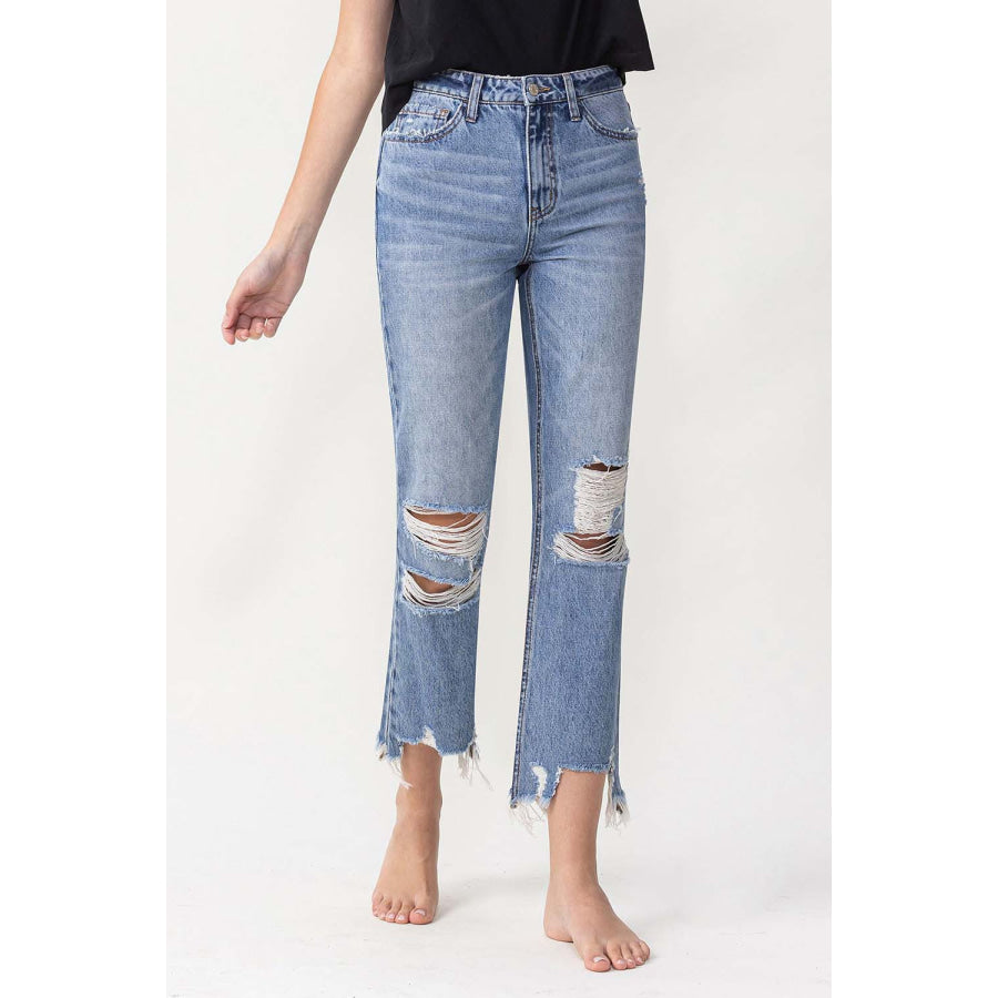 Lovervet High Rise Distressed Straight Jeans Apparel and Accessories