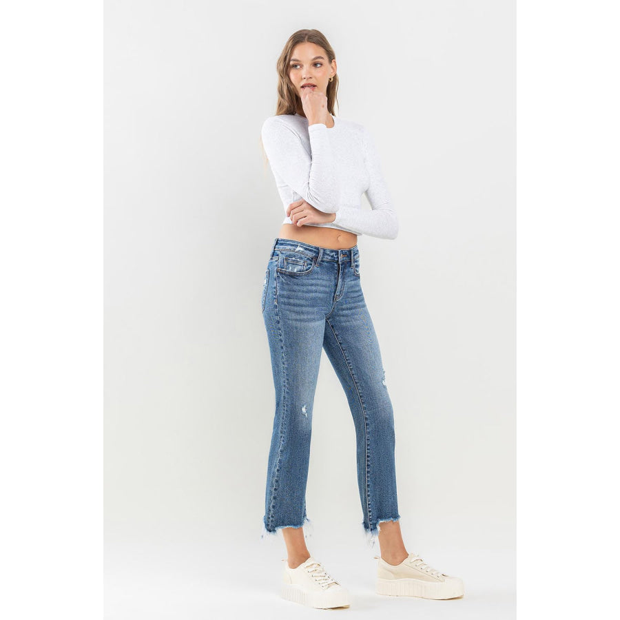 Lovervet Mid Rise Frayed Hem Jeans Apparel and Accessories