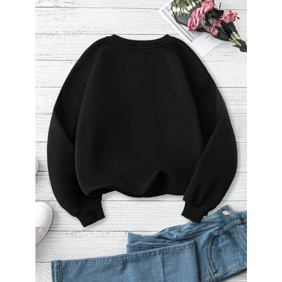 Lucky Clover Round Neck Dropped Shoulder Sweatshirt Apparel and Accessories