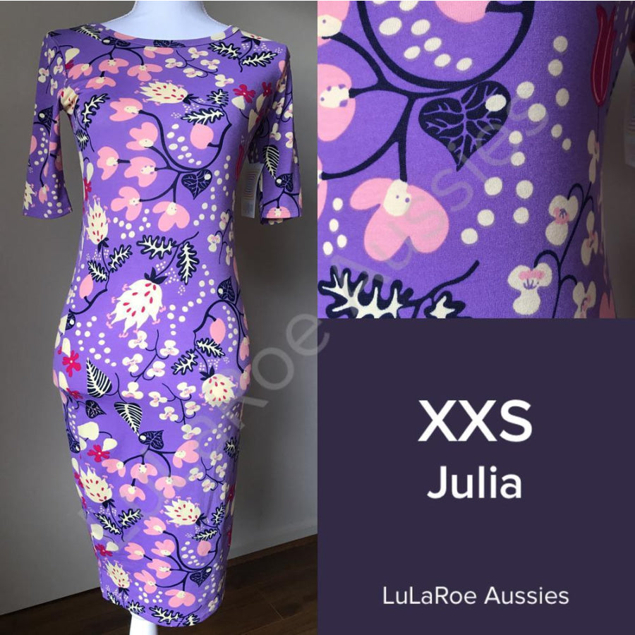 Lularoe Julia Xxs / Purple With Navy/cream/pink Floral Dresses