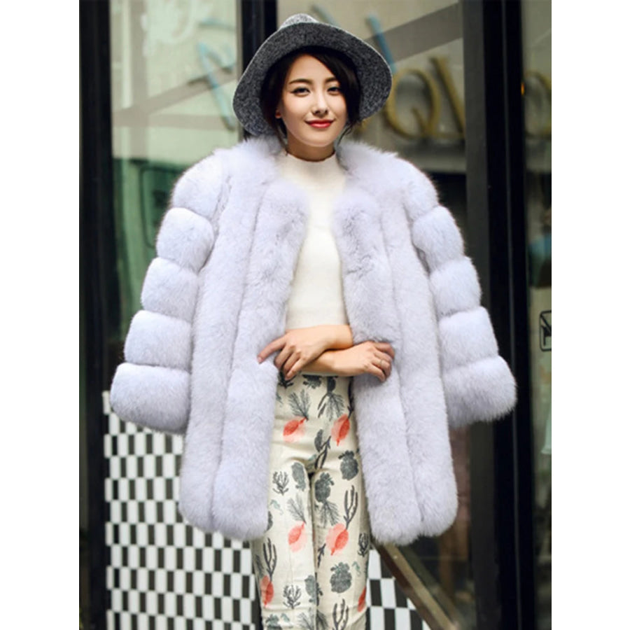Luxury Faux Fox Fur Coat - Assorted Colours Light grey / XXL Women’s Fashion - Women’s Clothing - Jackets & Coats - Faux Fur