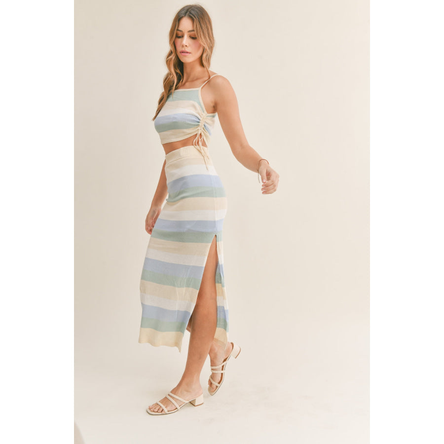 MABLE Striped Knit Cami and Midi Skirt Set Apparel and Accessories