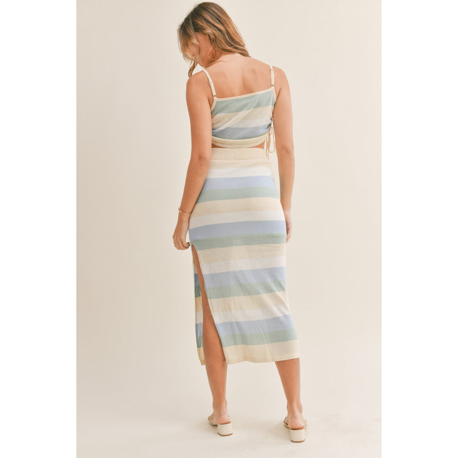 MABLE Striped Knit Cami and Midi Skirt Set Apparel and Accessories