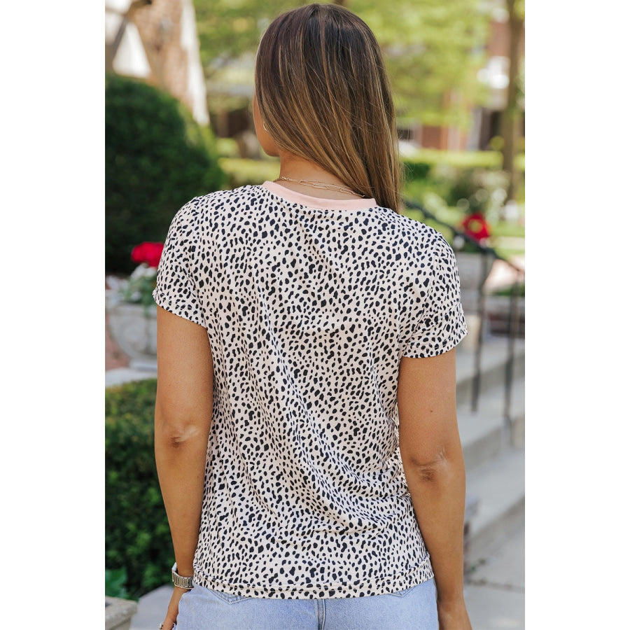 MAMA Animal Print Round Neck Short Sleeve T - Shirt Apparel and Accessories