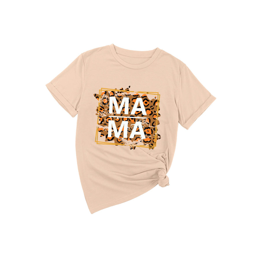 MAMA Round Neck Short Sleeve T - Shirt Apparel and Accessories