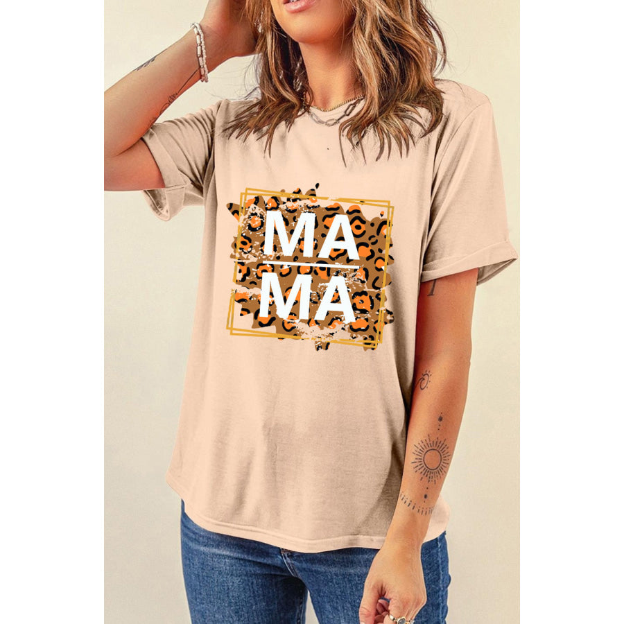 MAMA Round Neck Short Sleeve T - Shirt Apparel and Accessories