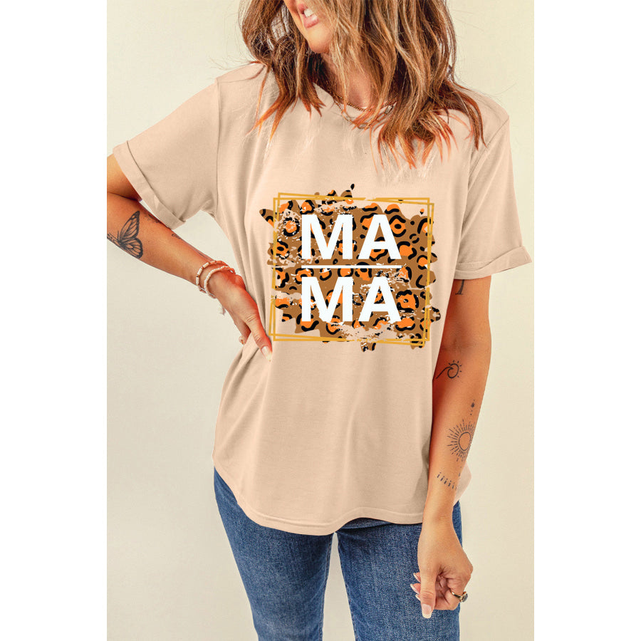 MAMA Round Neck Short Sleeve T - Shirt Apparel and Accessories