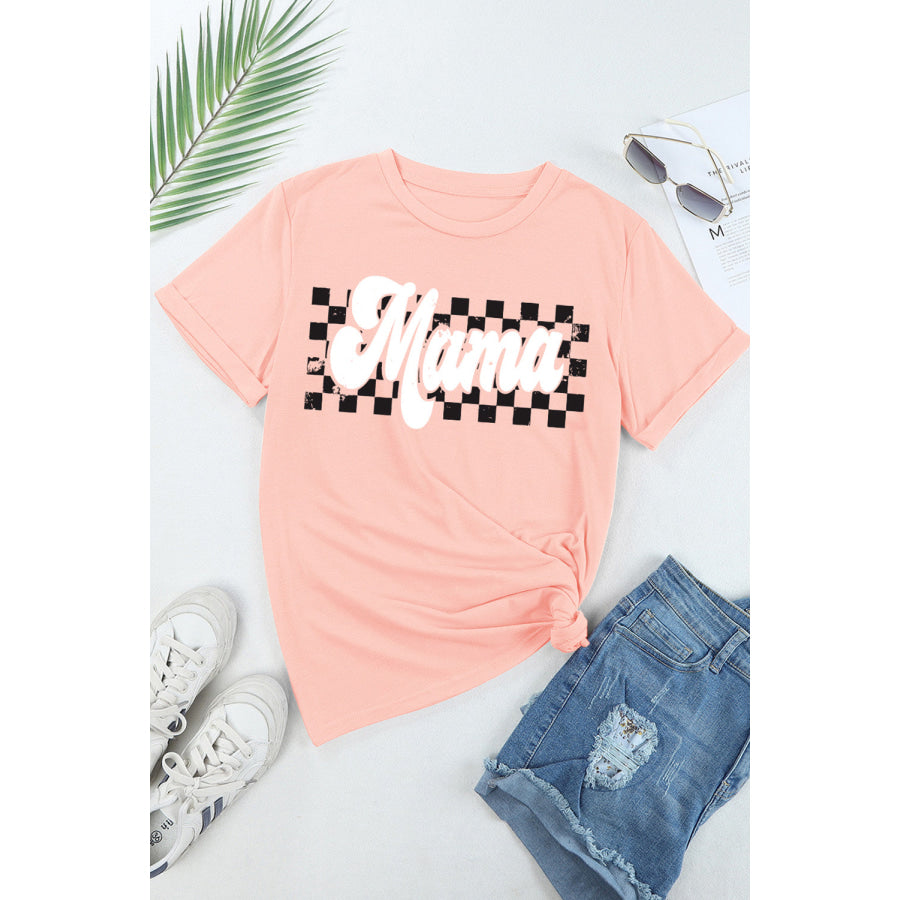 MAMA Round Neck Short Sleeve T - Shirt Apparel and Accessories