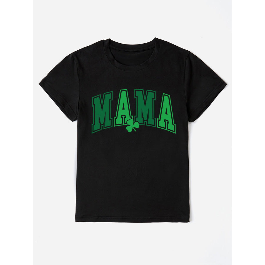 MAMA Round Neck Short Sleeve T - Shirt Black / S Apparel and Accessories