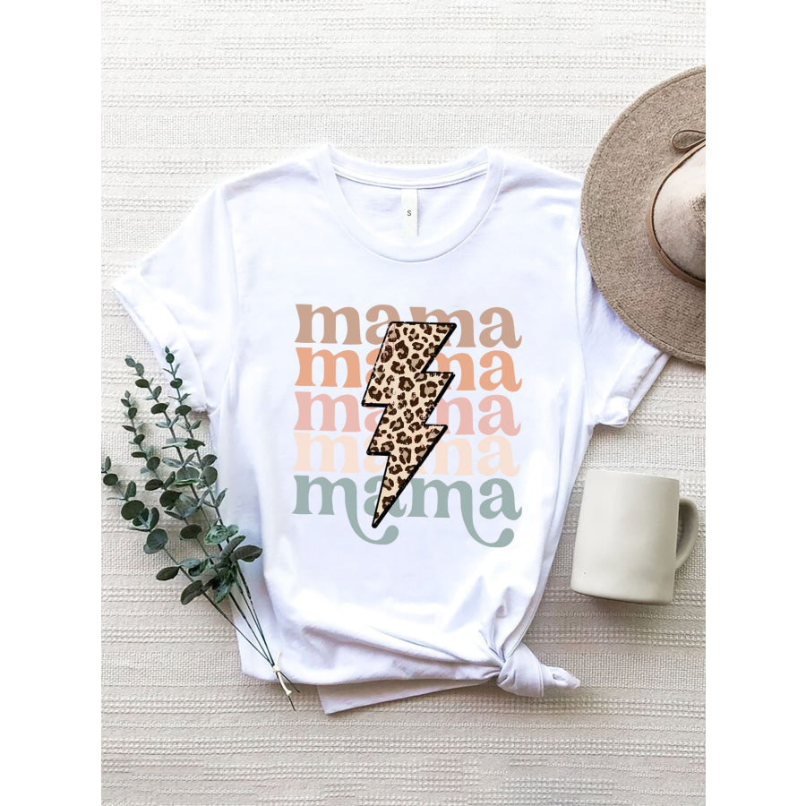 MAMA Round Neck Short Sleeve T - Shirt White / S Apparel and Accessories
