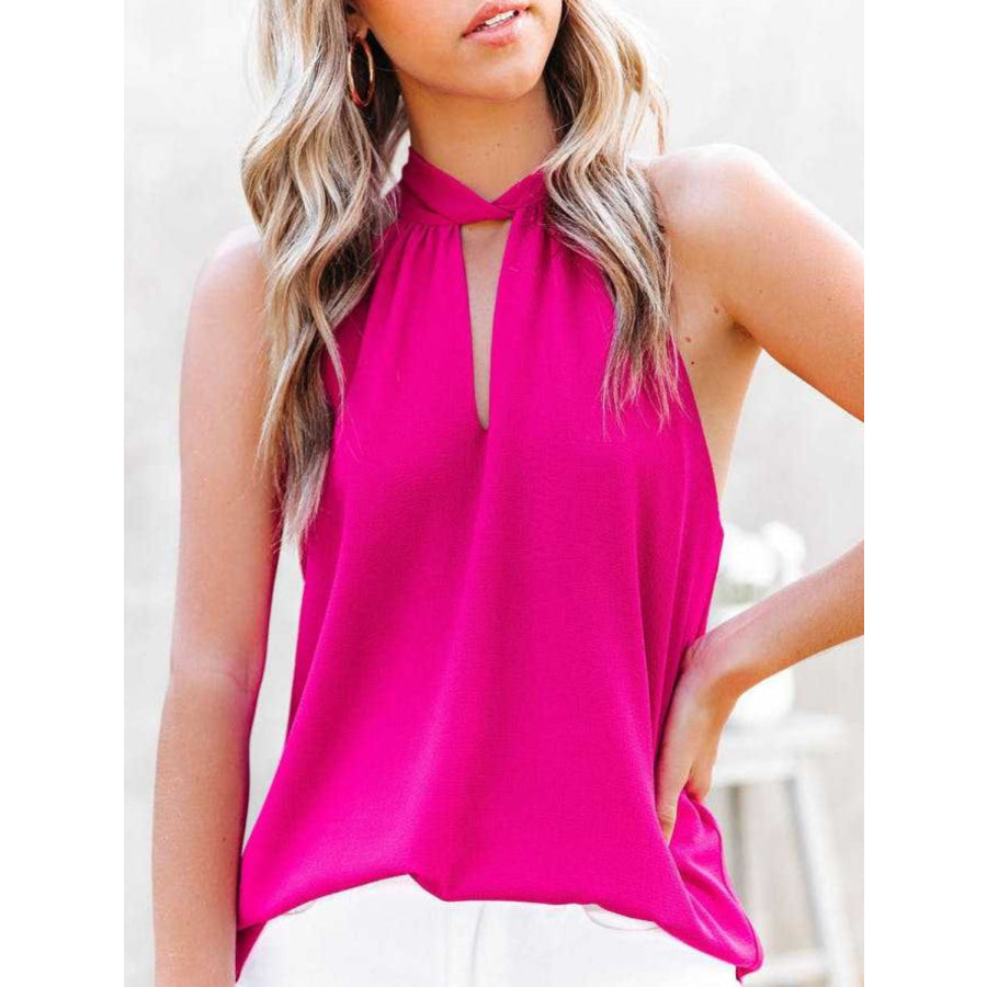 Mandy Cutout Grecian Neck Tank Apparel and Accessories