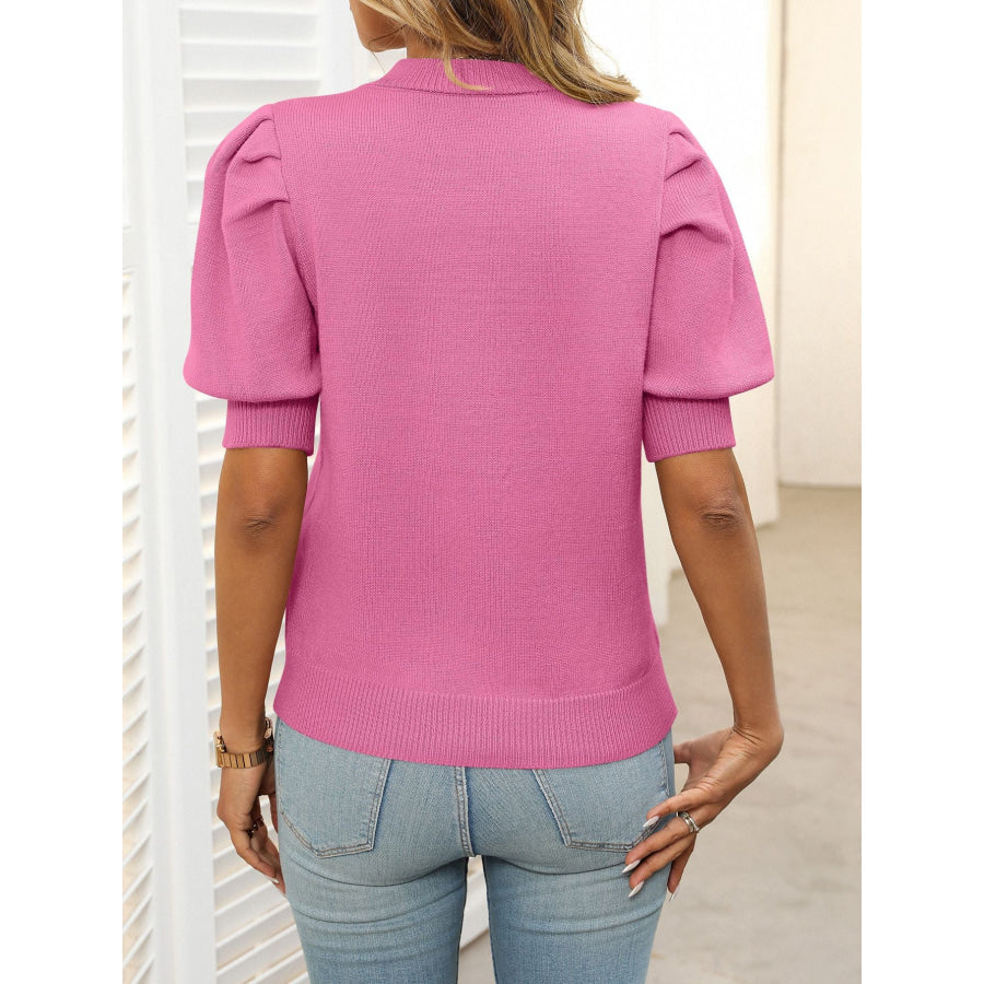 Mandy Mock Neck Puff Sleeve Sweater Apparel and Accessories