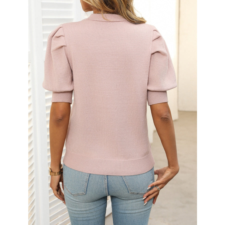 Mandy Mock Neck Puff Sleeve Sweater Apparel and Accessories