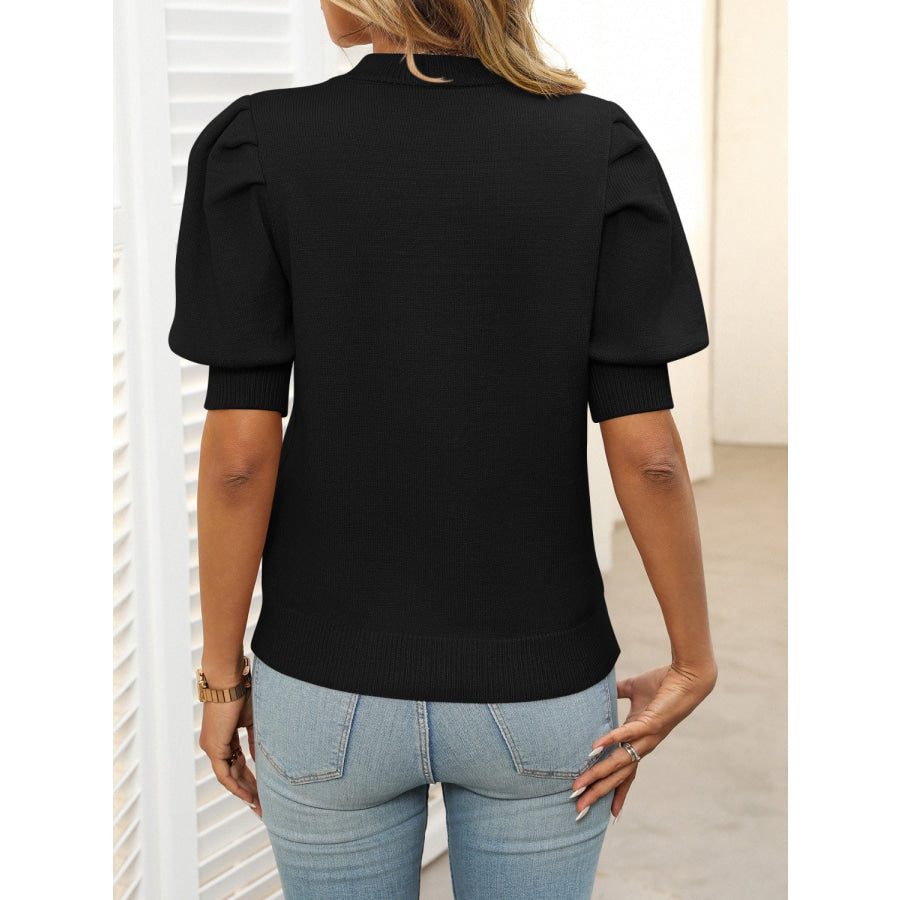 Mandy Mock Neck Puff Sleeve Sweater Apparel and Accessories