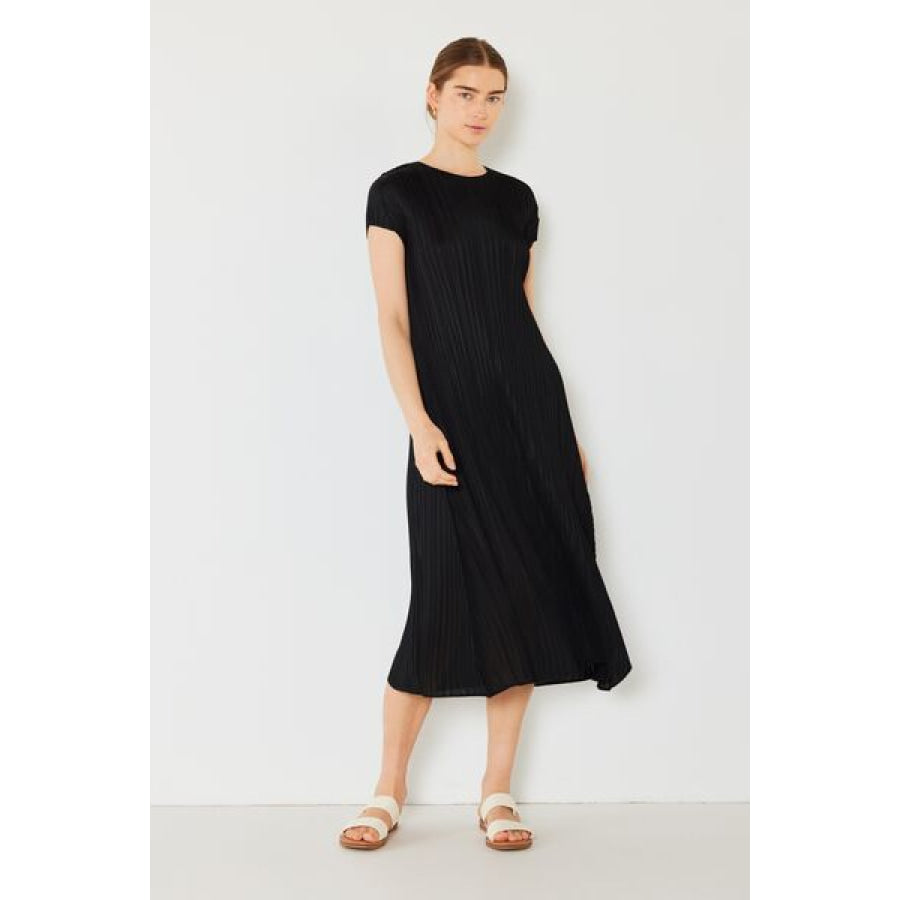 Marina West Swim Pleated Cap Sleeve A - Line Dress Apparel and Accessories