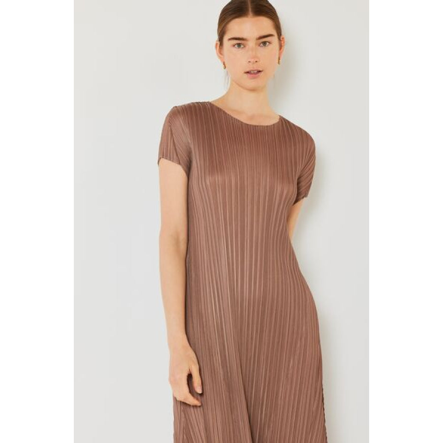 Marina West Swim Pleated Cap Sleeve A - Line Dress Apparel and Accessories