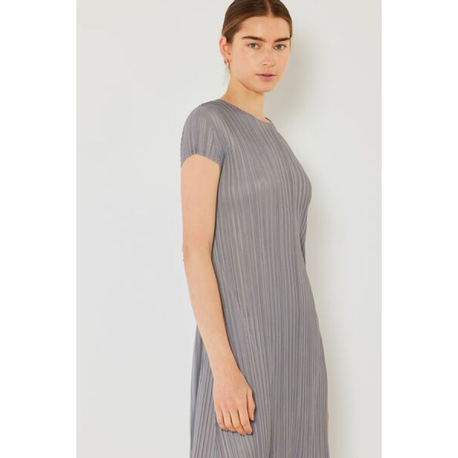 Marina West Swim Pleated Cap Sleeve A - Line Dress Apparel and Accessories