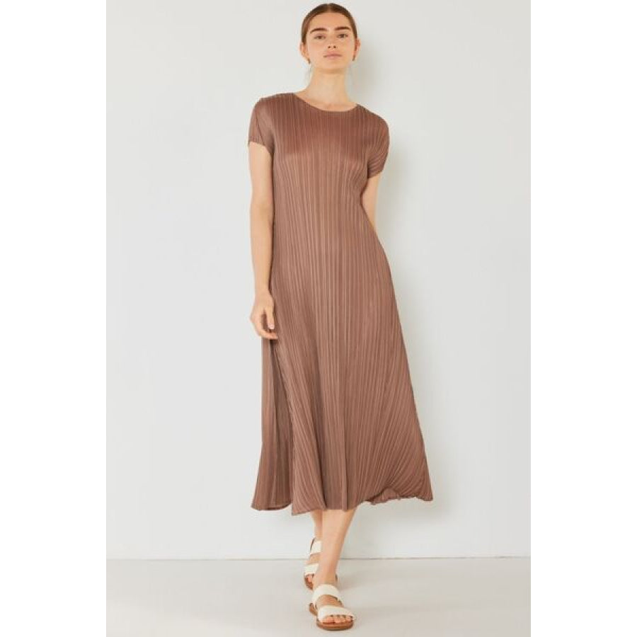 Marina West Swim Pleated Cap Sleeve A - Line Dress Apparel and Accessories