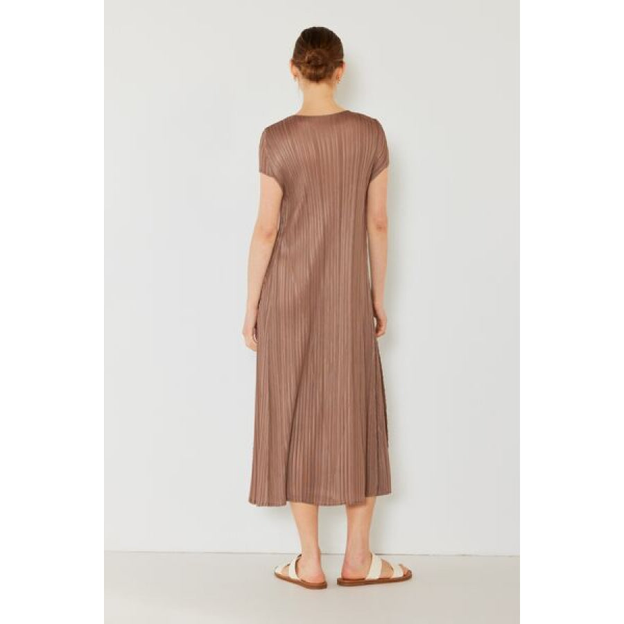Marina West Swim Pleated Cap Sleeve A - Line Dress Apparel and Accessories