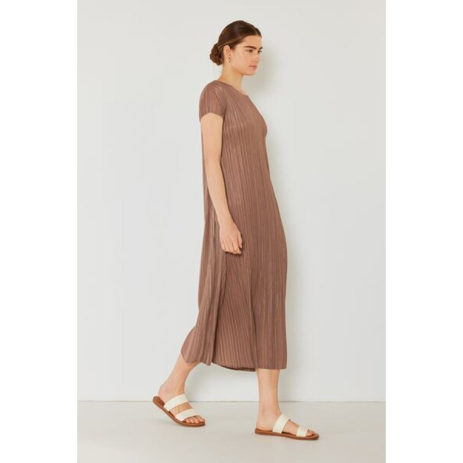 Marina West Swim Pleated Cap Sleeve A - Line Dress Apparel and Accessories