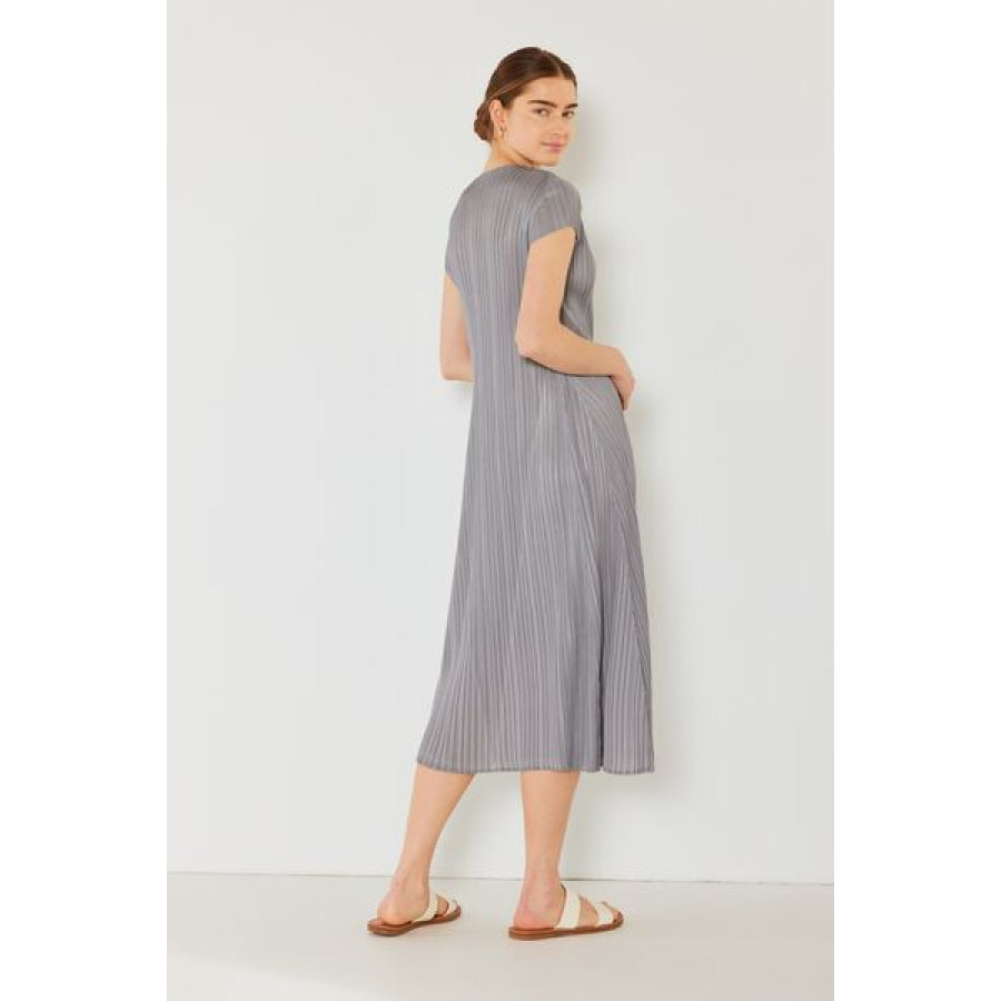 Marina West Swim Pleated Cap Sleeve A - Line Dress Apparel and Accessories