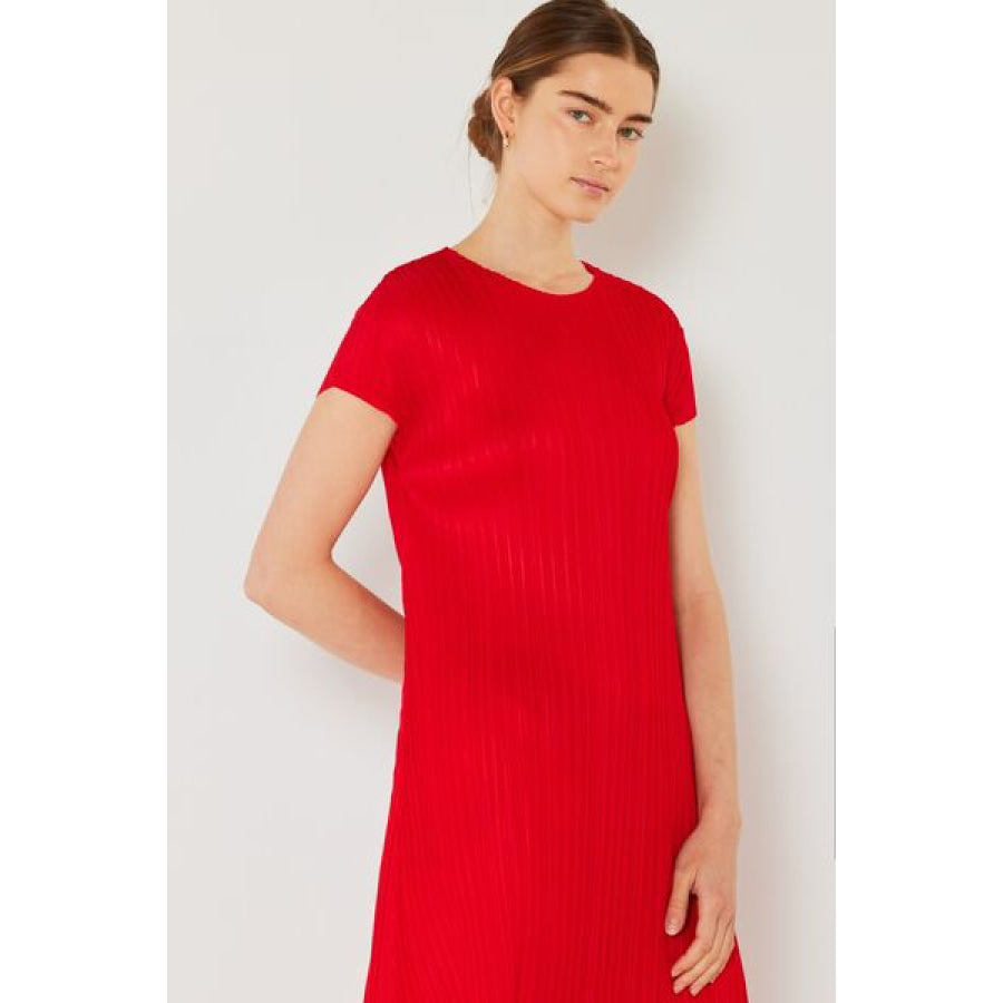 Marina West Swim Pleated Cap Sleeve A - Line Dress Apparel and Accessories