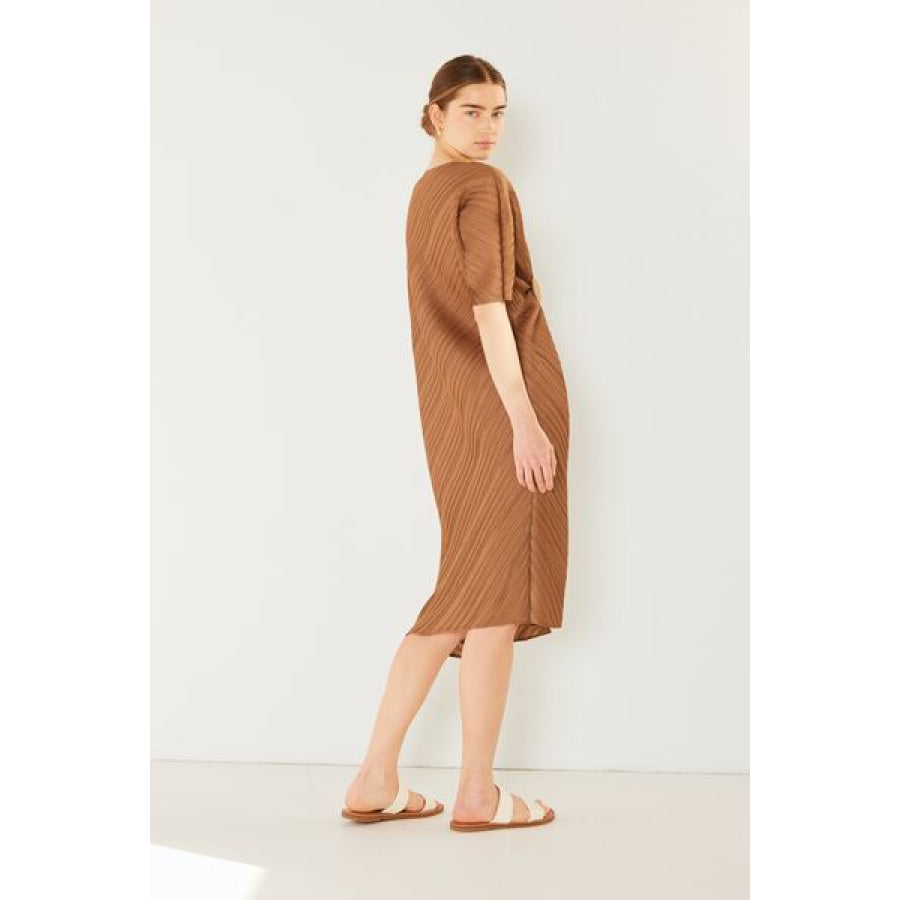 Marina West Swim Pleated Dolman Sleeve Dress Apparel and Accessories