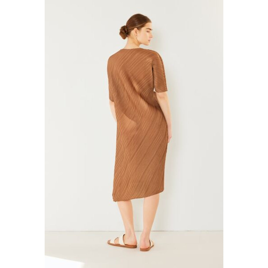 Marina West Swim Pleated Dolman Sleeve Dress Apparel and Accessories