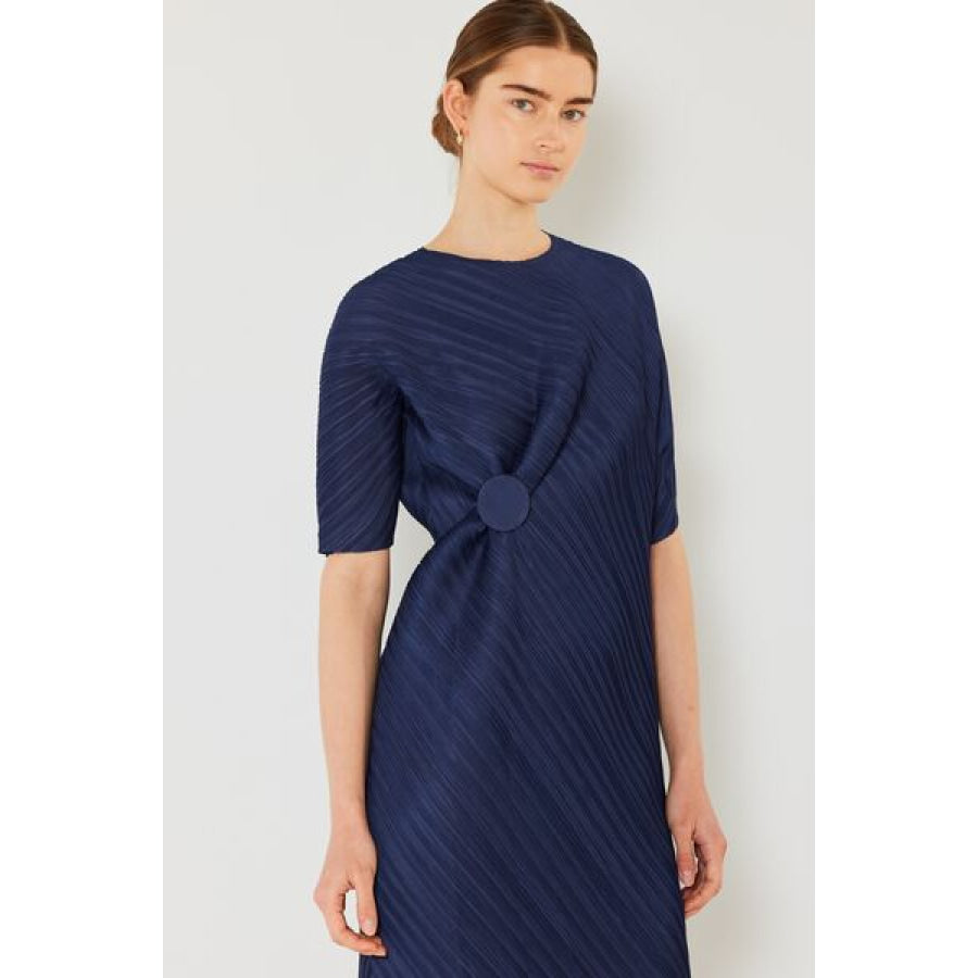Marina West Swim Pleated Dolman Sleeve Dress Apparel and Accessories