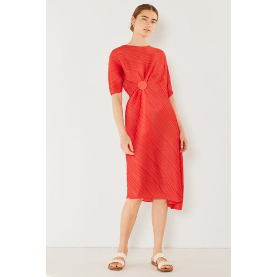 Marina West Swim Pleated Dolman Sleeve Dress Apparel and Accessories
