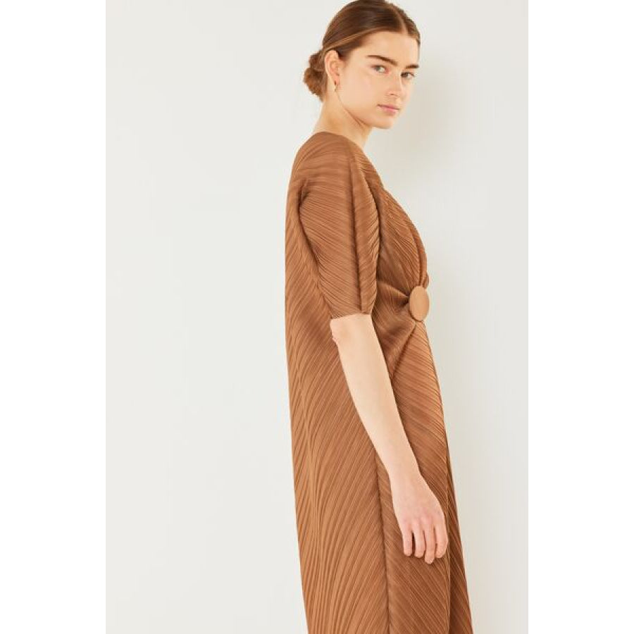 Marina West Swim Pleated Dolman Sleeve Dress Apparel and Accessories