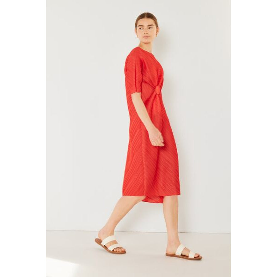 Marina West Swim Pleated Dolman Sleeve Dress Apparel and Accessories