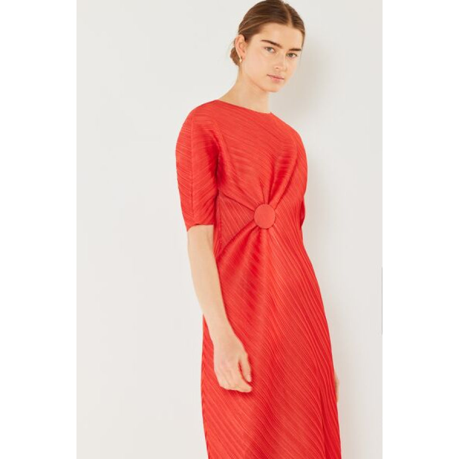 Marina West Swim Pleated Dolman Sleeve Dress Apparel and Accessories