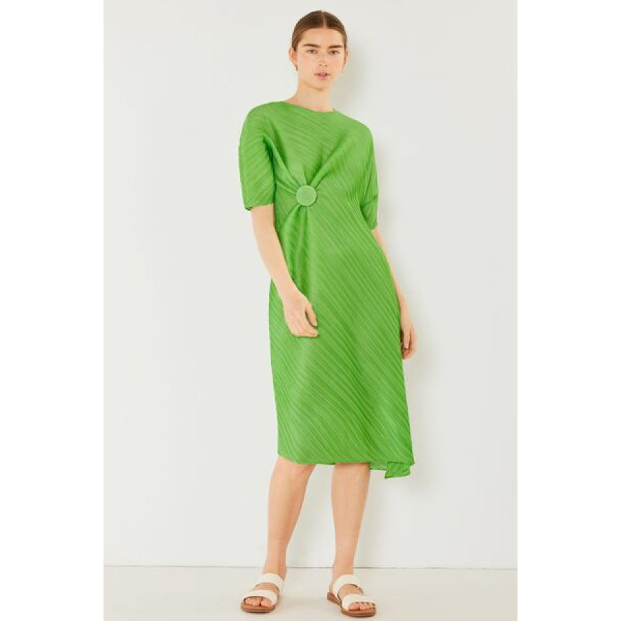 Marina West Swim Pleated Dolman Sleeve Dress Apparel and Accessories