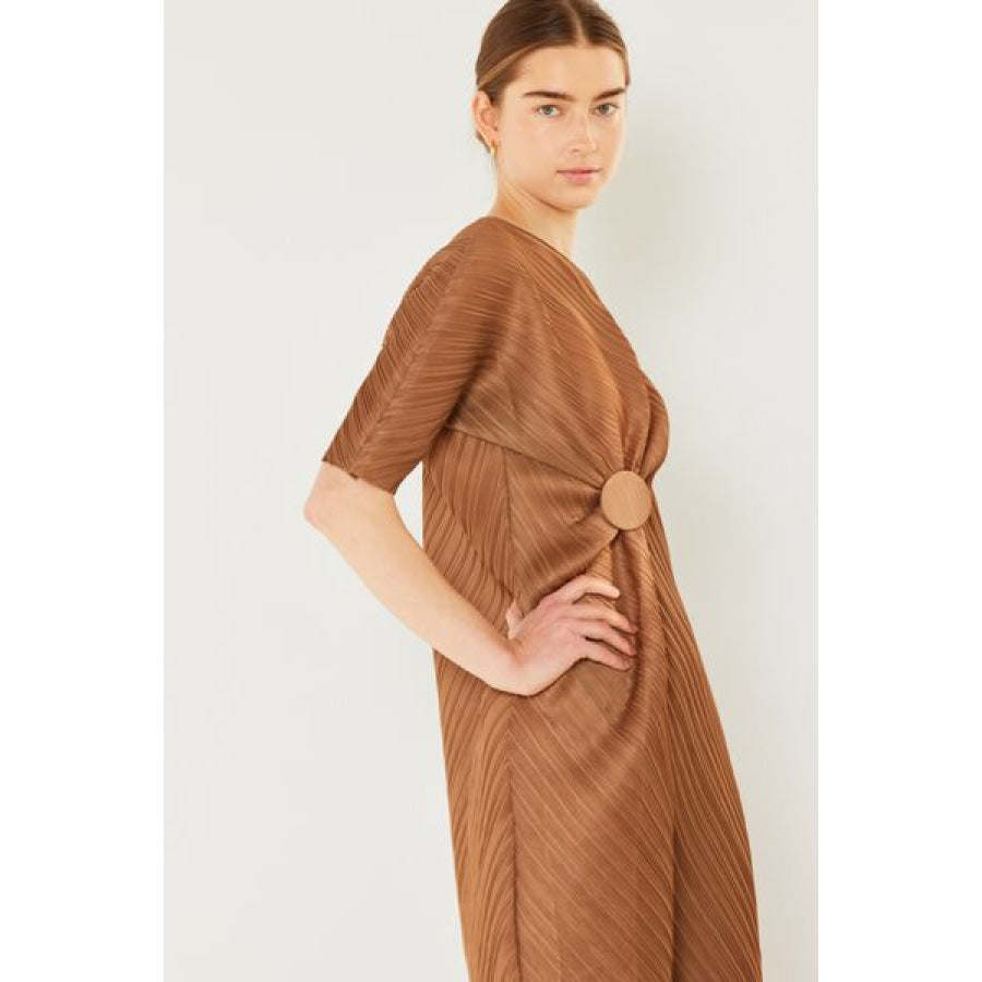 Marina West Swim Pleated Dolman Sleeve Dress Apparel and Accessories